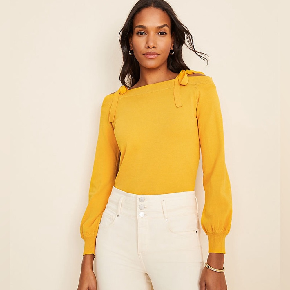 NWT Ann Taylor Tie Shoulder Sweater Sz L